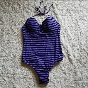 Jcrew striped halter swimsuit